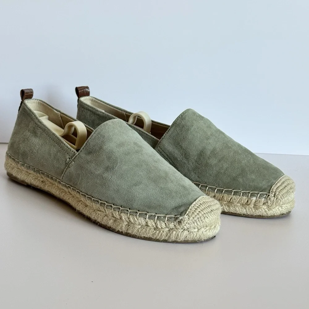 Sam Edelman Khloe Womens 7.5 Sage Suede Espadrille Flats Slip On